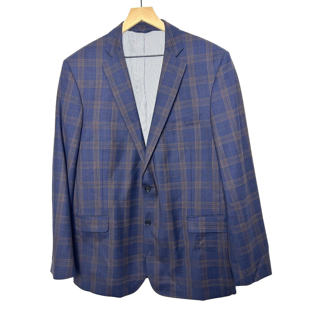 Brooks Brothers Blazer Mens 44R Navy Blue Explorer Regent Fit Plaid Wool Jacket